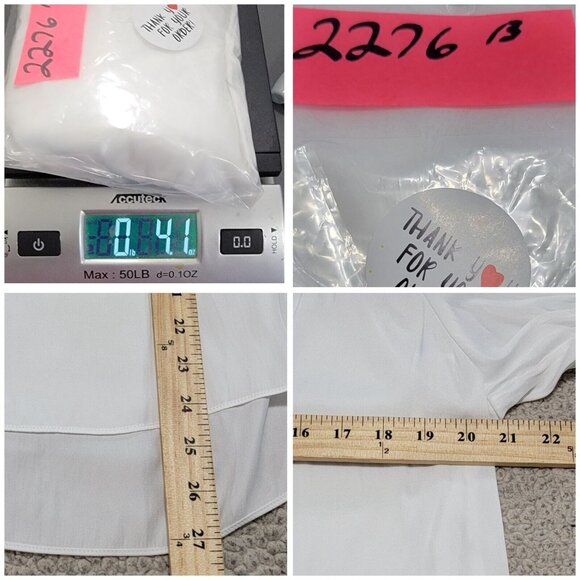 Current Air Womens White Elbow Sleeve Ruffled Trim Split Neck Blouse Size Large - Picture 7 of 7